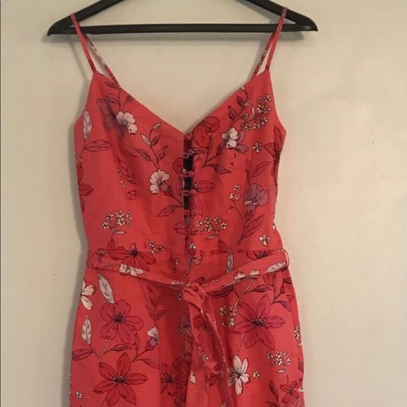 BANANA REPUBLIC LINEN FLORAL ROMPER JUMPSUIT JUMPER - 2 NEW CORAL - Picture 3 of 7